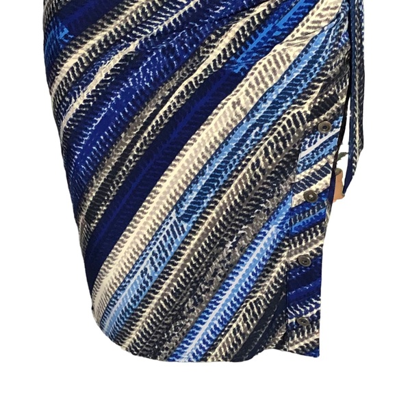 Laundry by Shelli Segal Blue Multicolored Print Jersey Knit Faux Wrap Dress - Picture 5 of 16